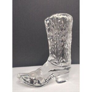 Glass Western Cowboy Boot Clear  3"1/4x 3"1/2